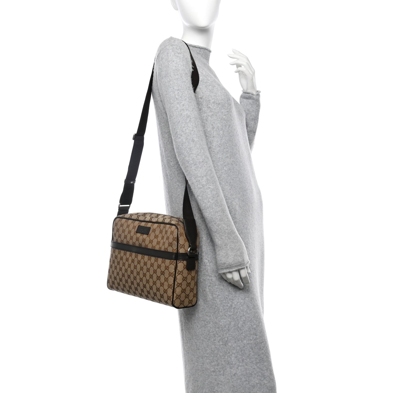 Gucci Monogram Dollar Calfskin Large Camera Case Beige Ebony Testa di Moro Marrone Scuro 3 of 10