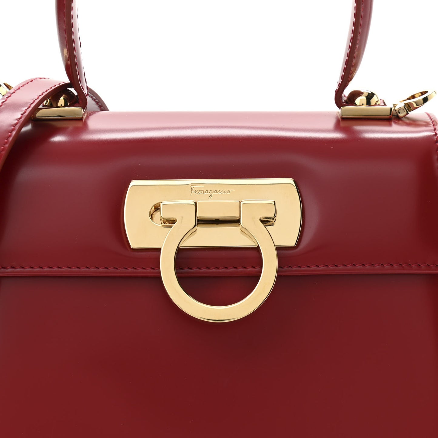 Brushed Off Calfskin Small Iconic Top Handle Red