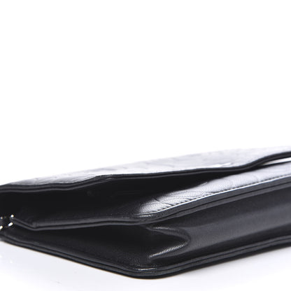 Chanel Lambskin Camellia Embossed Wallet on Chain WOC Black 8 of 13
