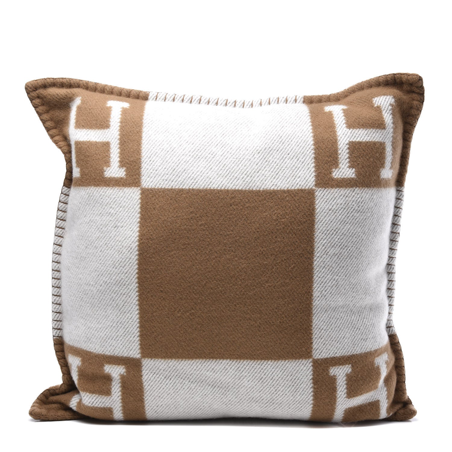 Hermes Wool Cashmere Avalon Pillow PM Ecru Camel 1 of 6