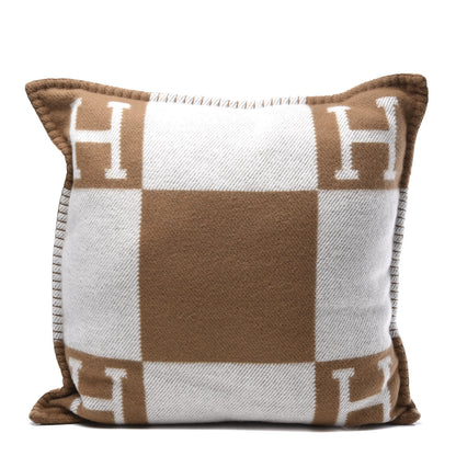 Hermes Wool Cashmere Avalon Pillow PM Ecru Camel 1 of 6