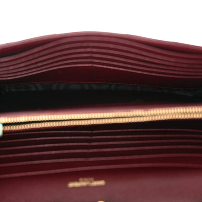 Saint Laurent Grain De Poudre Matelasse Chevron Monogram Chain Wallet Rouge Legion 5 of 11