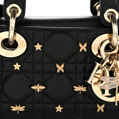 Christian Dior Lambskin Cannage Butterfly Studs Small Lady D-Joy Black 7 of 9