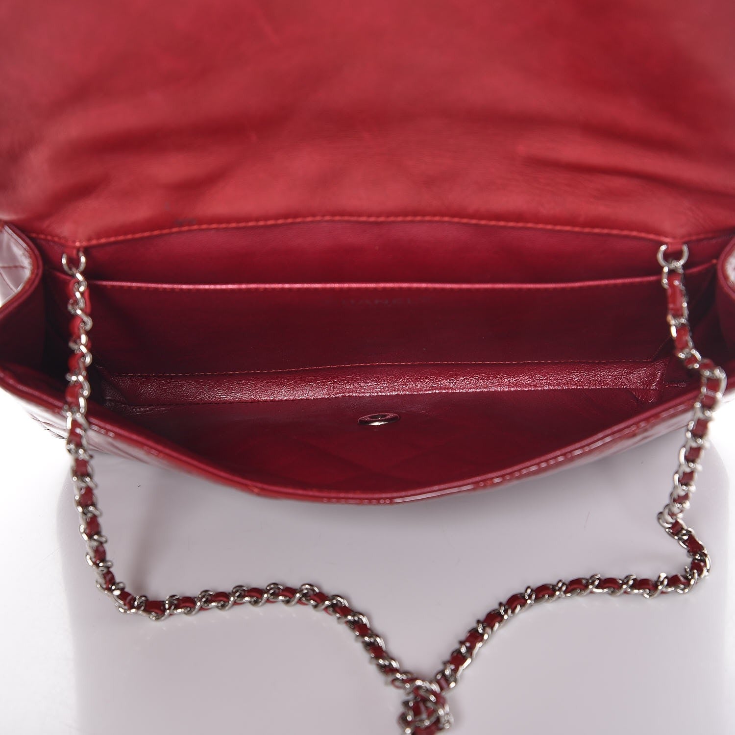 Chanel Patent Quilted Clutch With Chain Flap Red 5 of 14