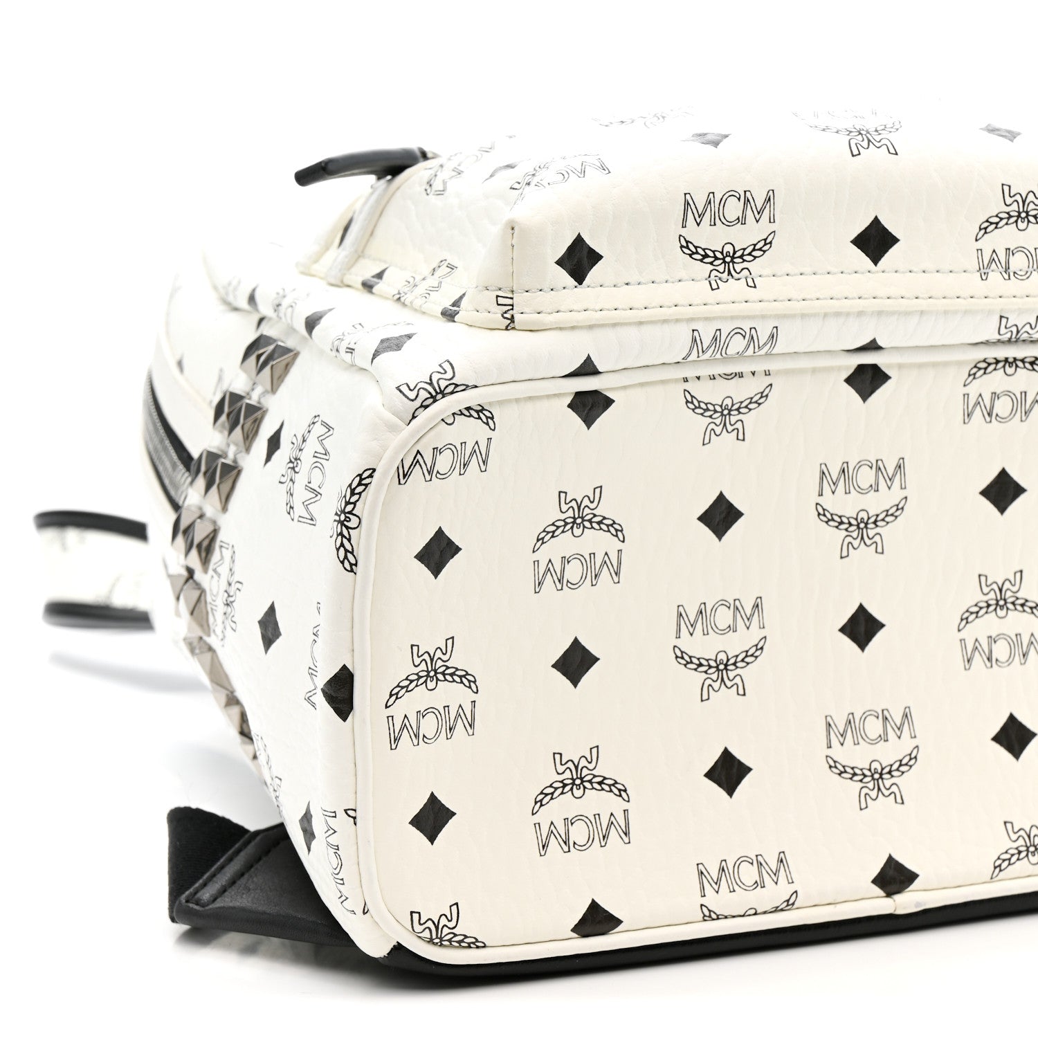 MCM Visetos Small Side Stud Stark Backpack White 9 of 10