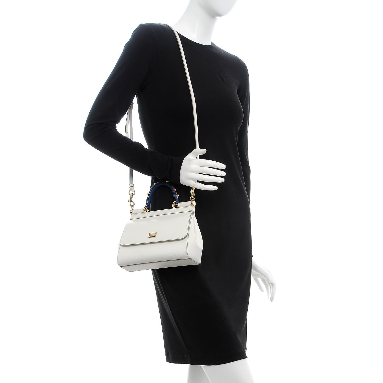 Dolce & Gabbana Dauphine Small Miss Sicily Embellished Handle Satchel White 2 of 7