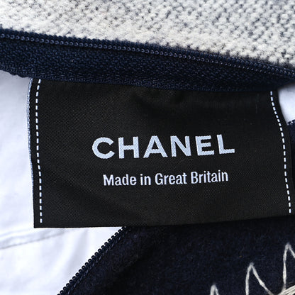 Chanel Merino Wool Cashmere CC Pillow Navy Grey 3 of 4