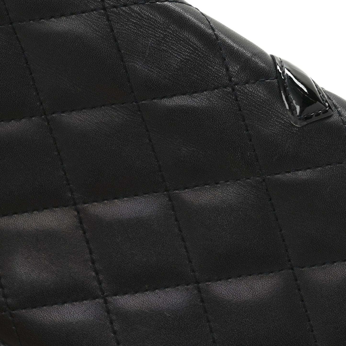 Calfskin Quilted Cambon Yen Wallet Black