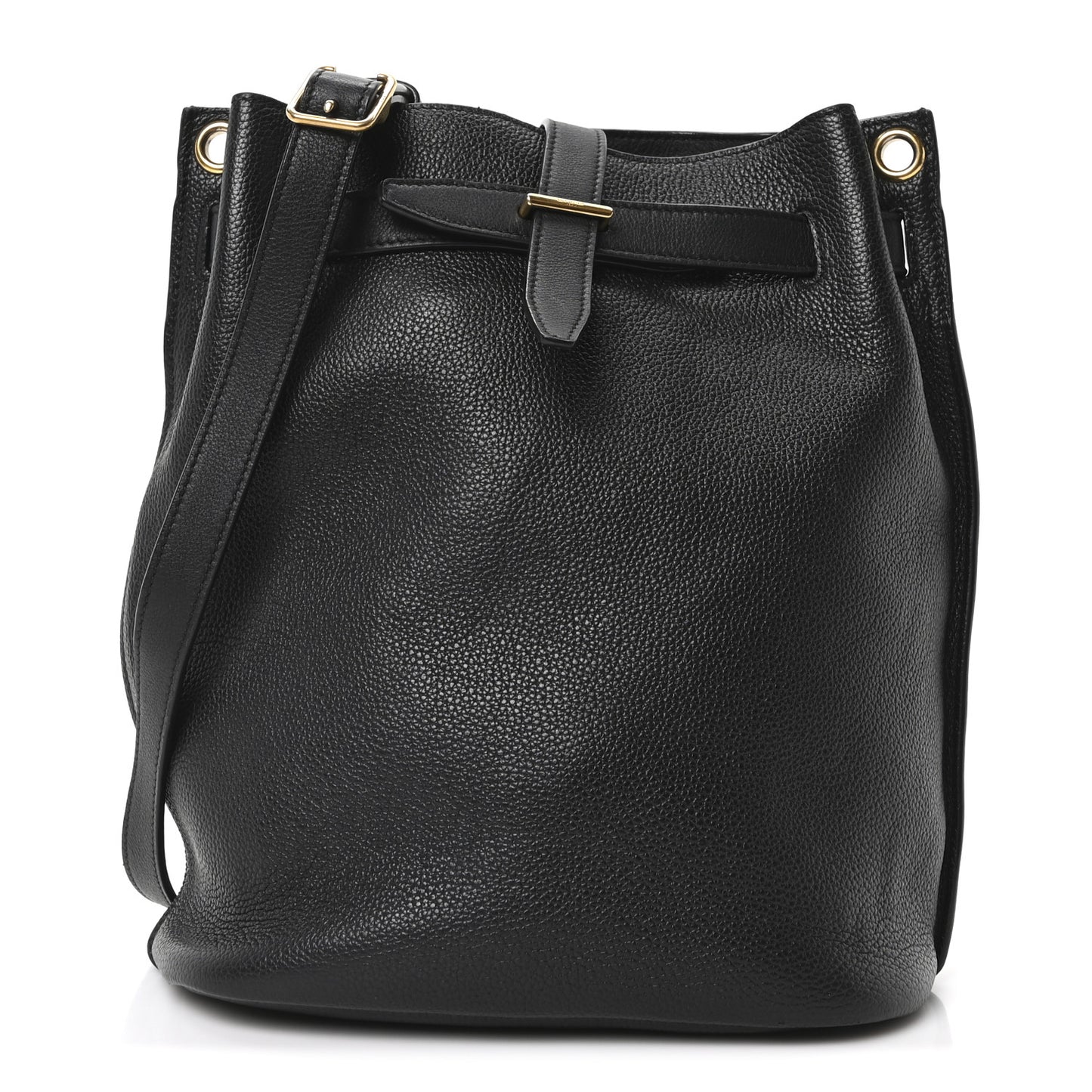 Grained Calfskin Boucle Bucket Bag Black
