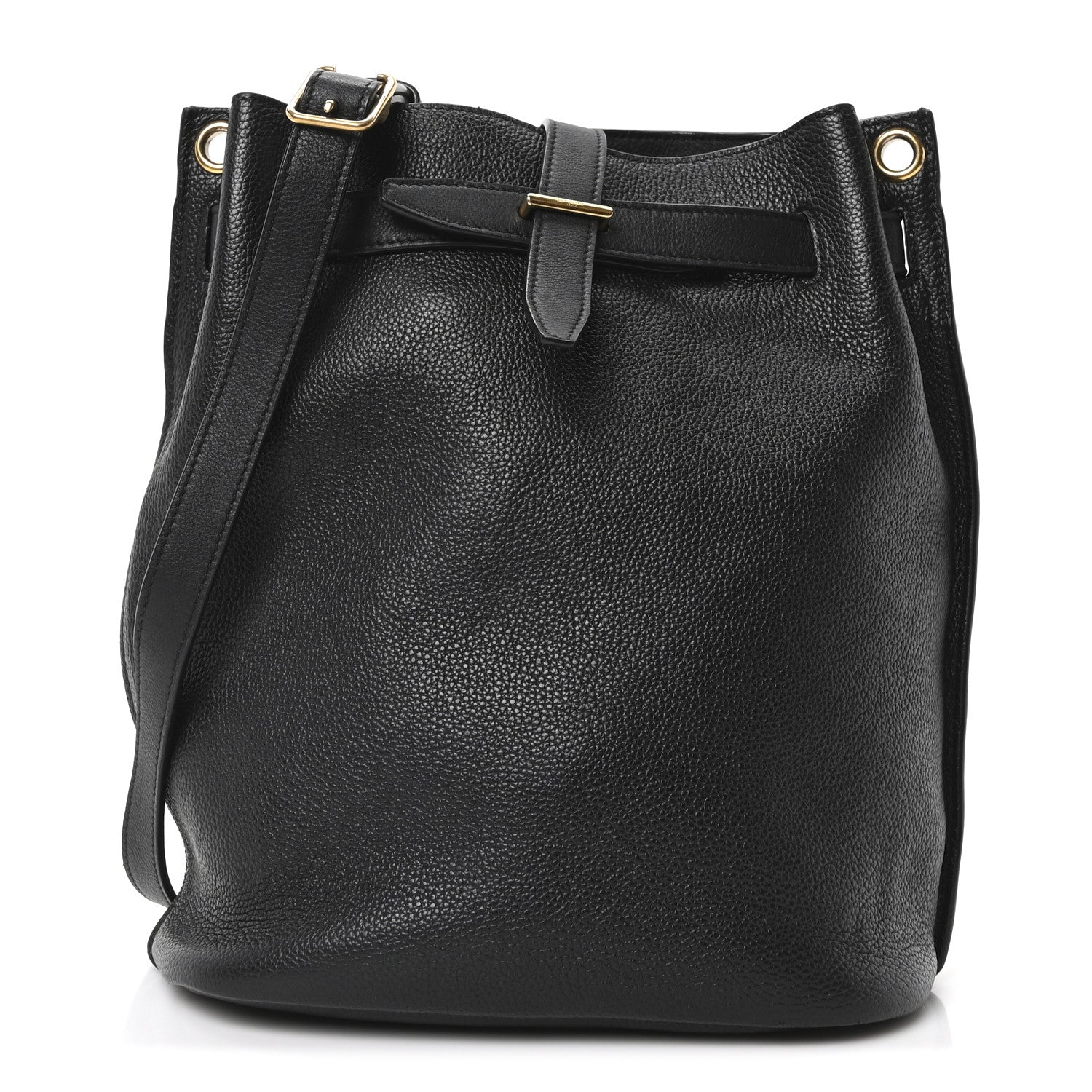 Saint Laurent Grained Calfskin Boucle Bucket Bag Black 1 of 9