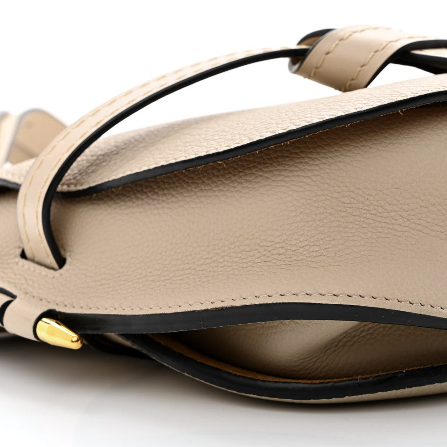 Grained Calfskin Small Gate Crossbody Bag Light Oat