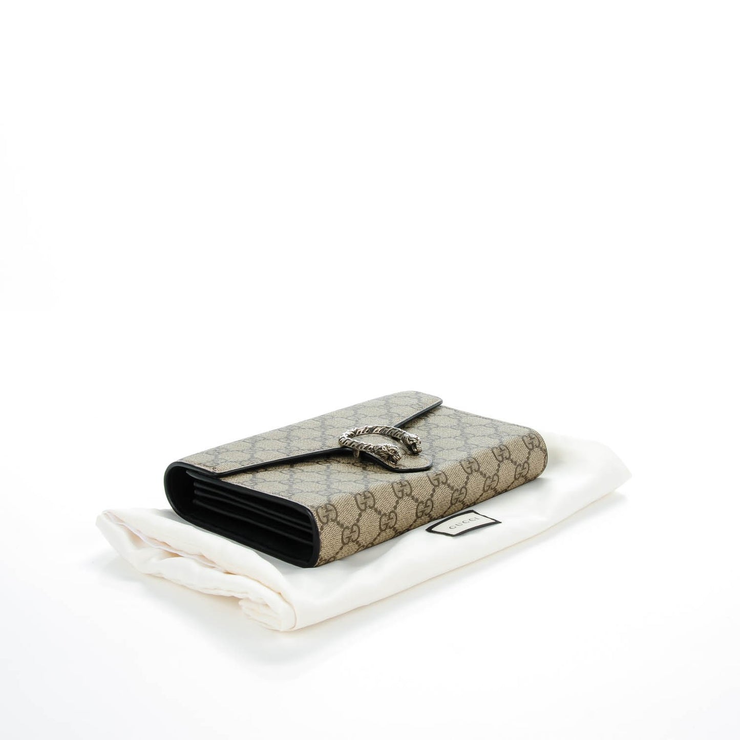 GG Supreme Monogram Mini Dionysus Chain Wallet Beige Black