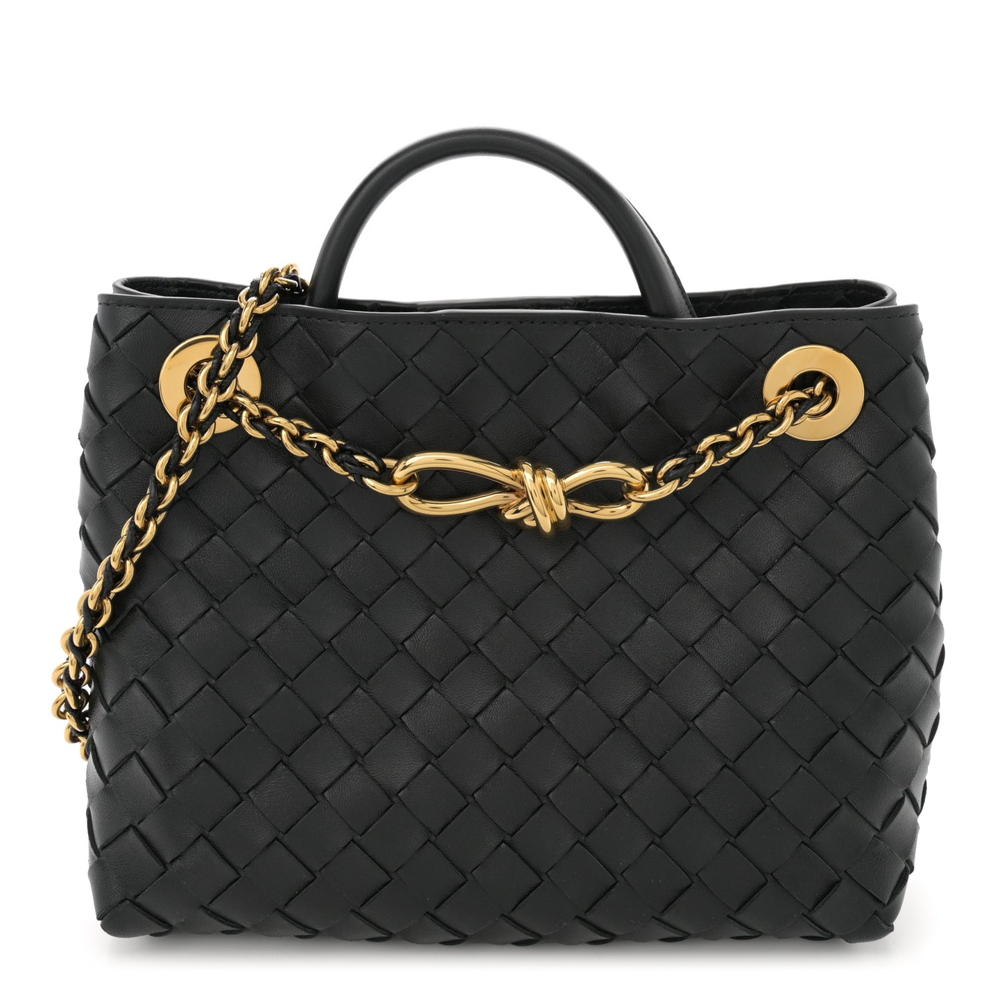 Nappa Intrecciato Small Andiamo With Chain Shoulder Bag Black