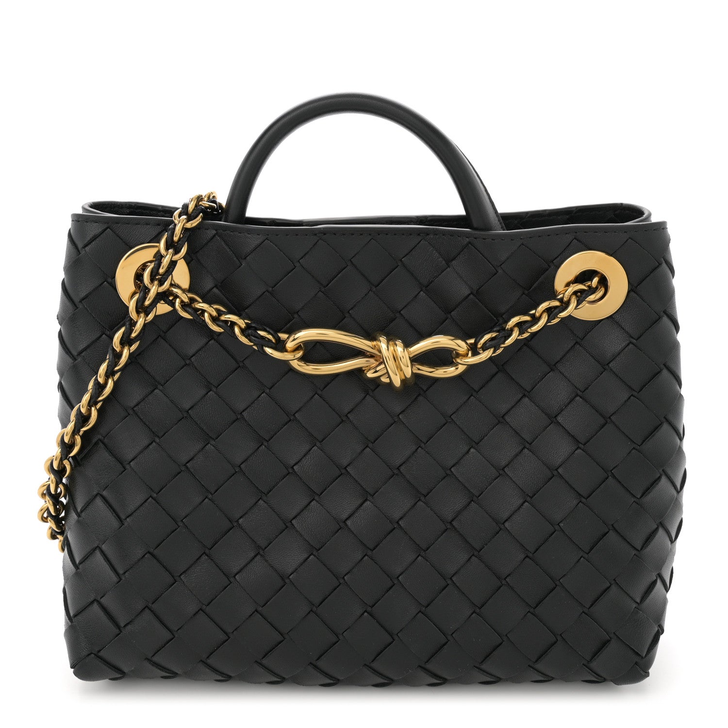Bottega Veneta Nappa Intrecciato Small Andiamo With Chain Shoulder Bag Black 1 of 9