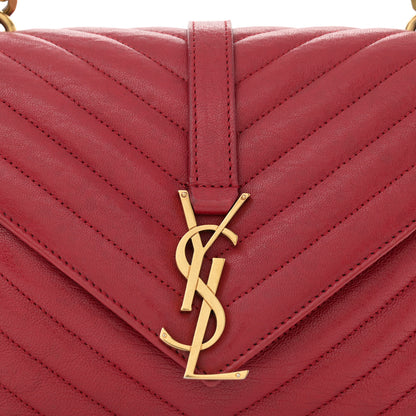 Saint Laurent Sheepskin Matelasse Chevron Monogram Medium College Bag Rouge 8 of 14