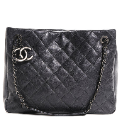 Chanel Iridescent Caviar Small Zip Shopping Tote Argent Dark Silver 1 of 8
