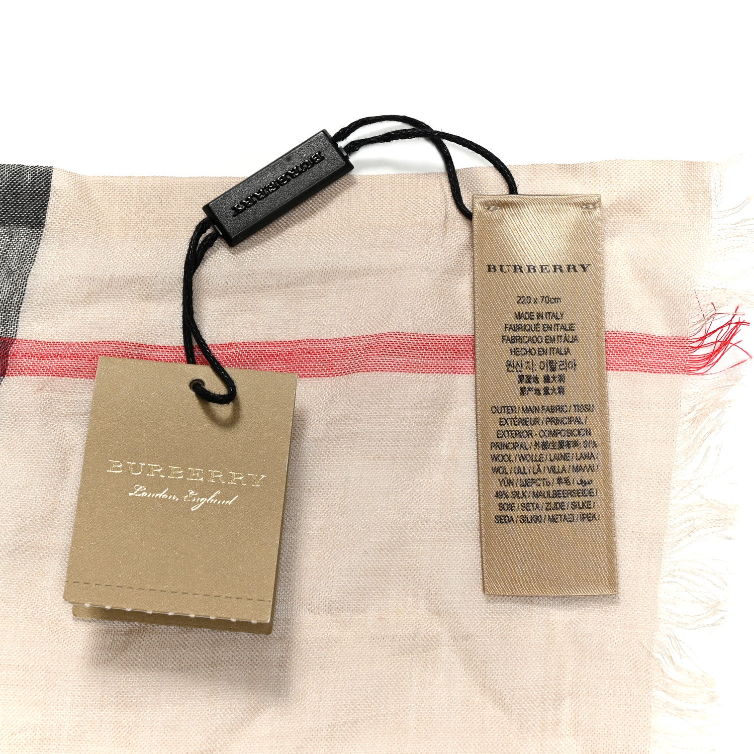 Burberry Wool Silk Gauze Giant Check Lightweight Scarf Stone 4 of 4