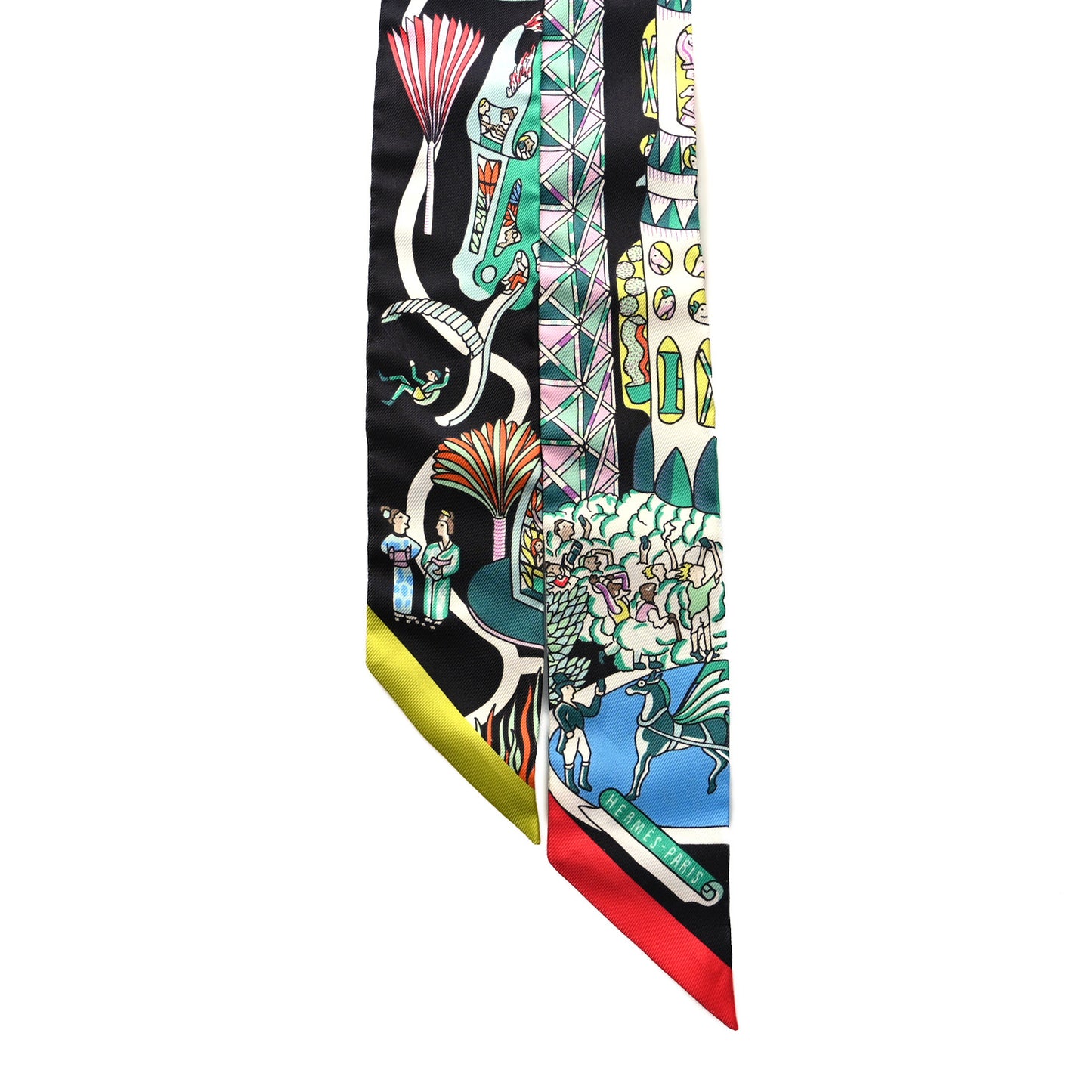 Silk Exposition Universelle Twilly Black Vert Rose