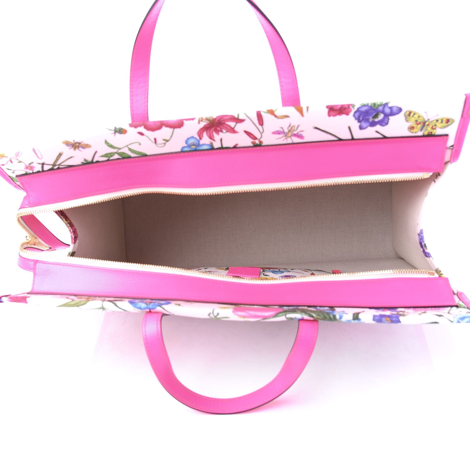 Gucci Canvas Large Flora Tote Pink Multicolor Fuchsia 5 of 10