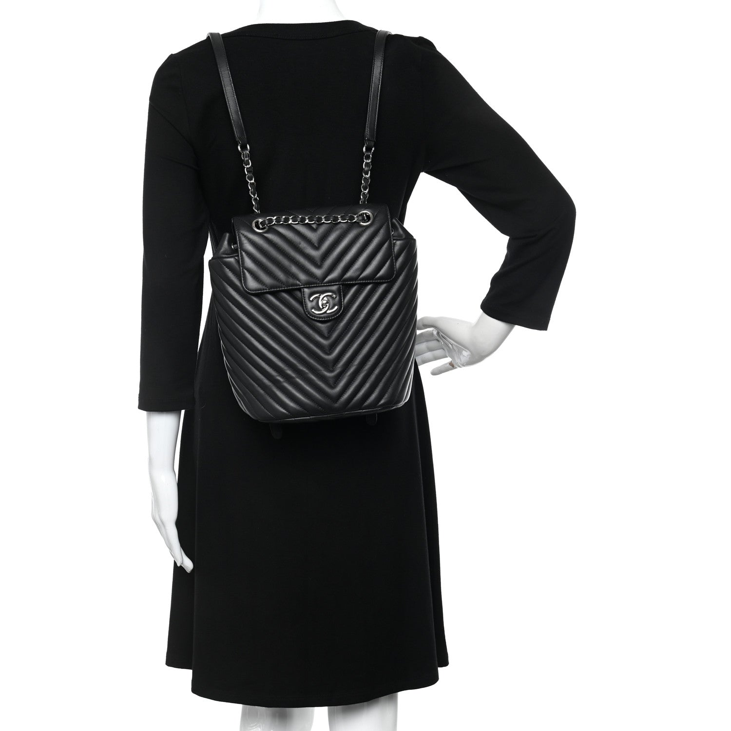 Chanel Lambskin Chevron Quilted Small Urban Spirit Backpack Black 2 of 10