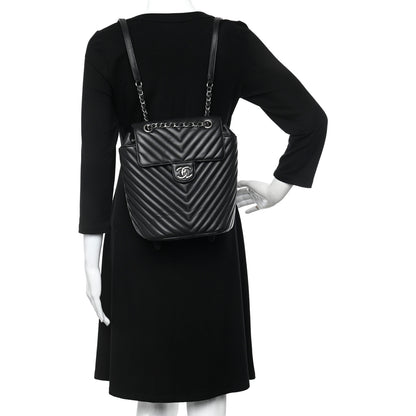 Chanel Lambskin Chevron Quilted Small Urban Spirit Backpack Black 2 of 10