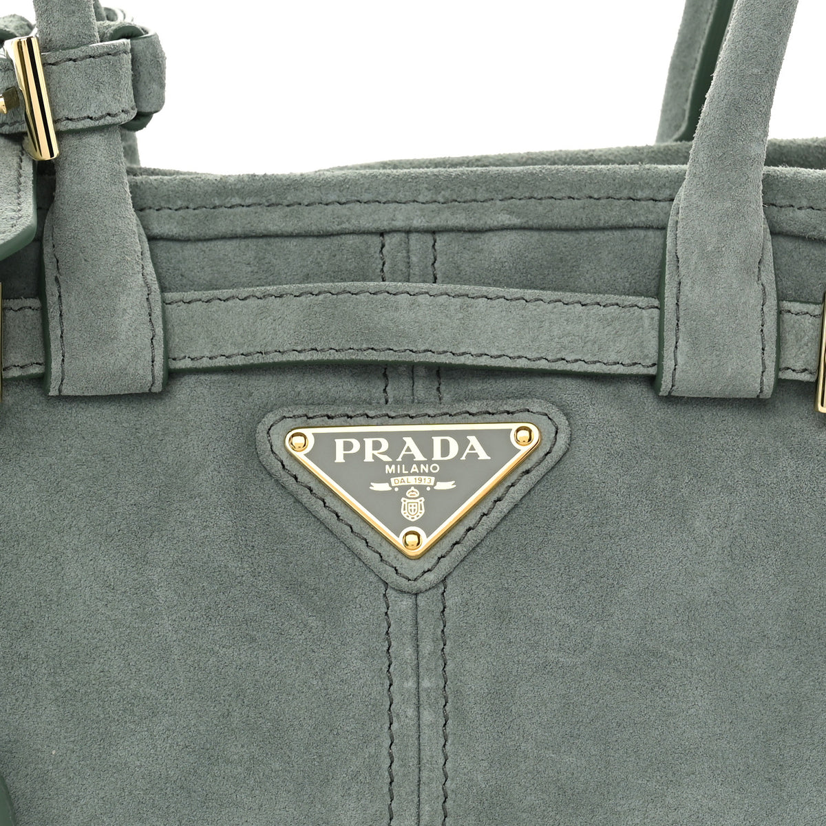 Prada Suede Triangle Mini Bonnie Shoulder Bag Salvia 7 of 9