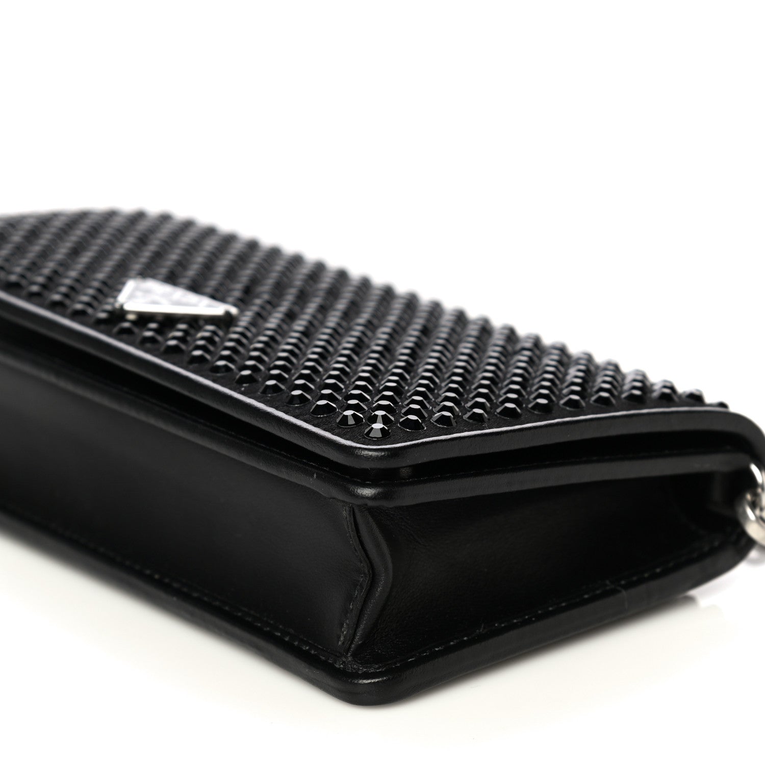 Prada Crystal Mini Wallet Chain Black 9 of 9