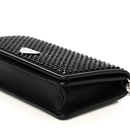 Prada Crystal Mini Wallet Chain Black 9 of 9