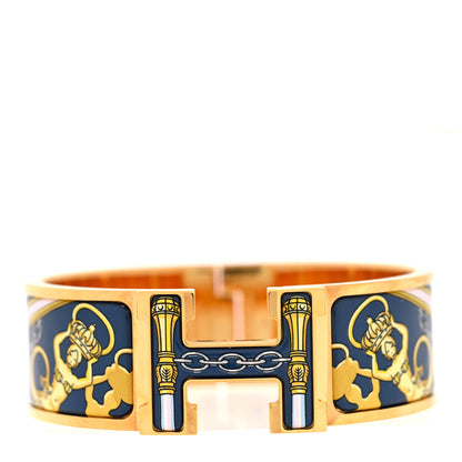 Hermes Enamel Printed Wide Musee Clic Clac H Bracelet PM Ecume 1 of 4