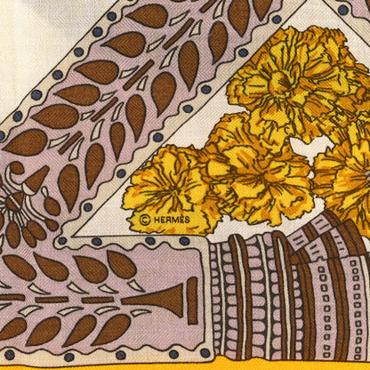 Hermes Cashmere Silk La Danse Du Cheval Marwari Shawl 140 Jaune Vif 4 of 5