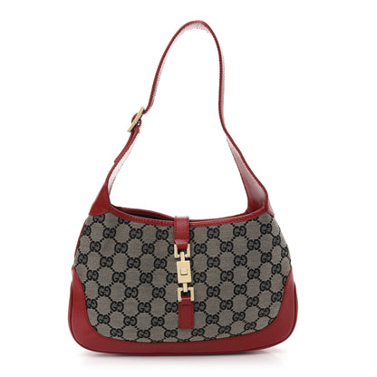 Gucci Monogram Jackie O Hobo Beige Blue Red 1 of 10