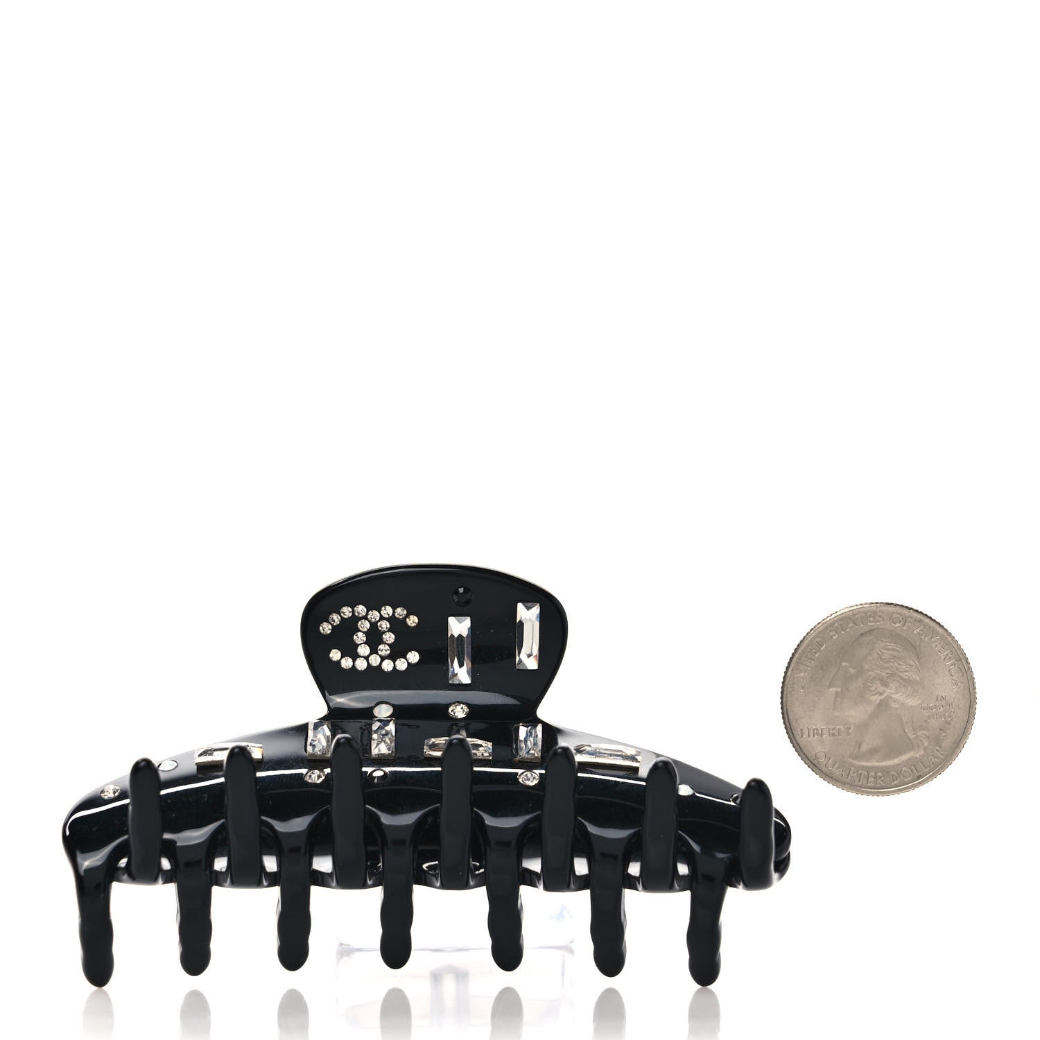Chanel Resin Crystal CC Hair Clip Black 2 of 4