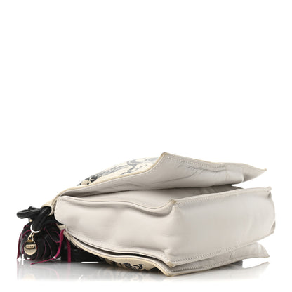 Loewe Calfskin Barroco Mini Flamenco Tassel Knot Clutch White Multicolor 4 of 10