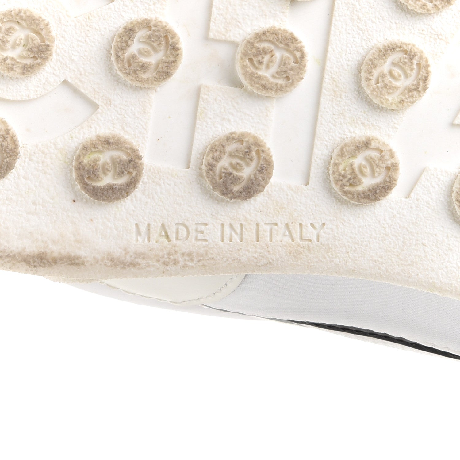 Chanel Calfskin Mesh Lycra Womens Logo High Top Sneakers 37 White 7 of 10