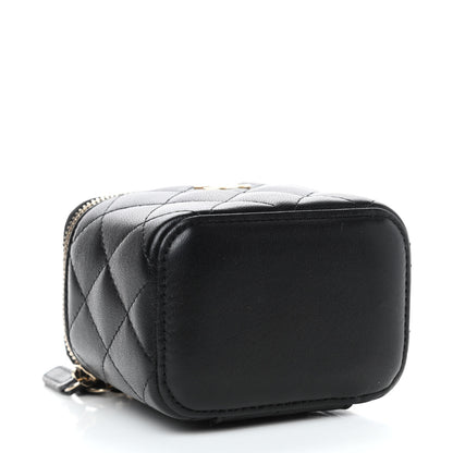 Chanel Lambskin Quilted Top Handle Mini Vanity Case With Chain Black 3 of 4