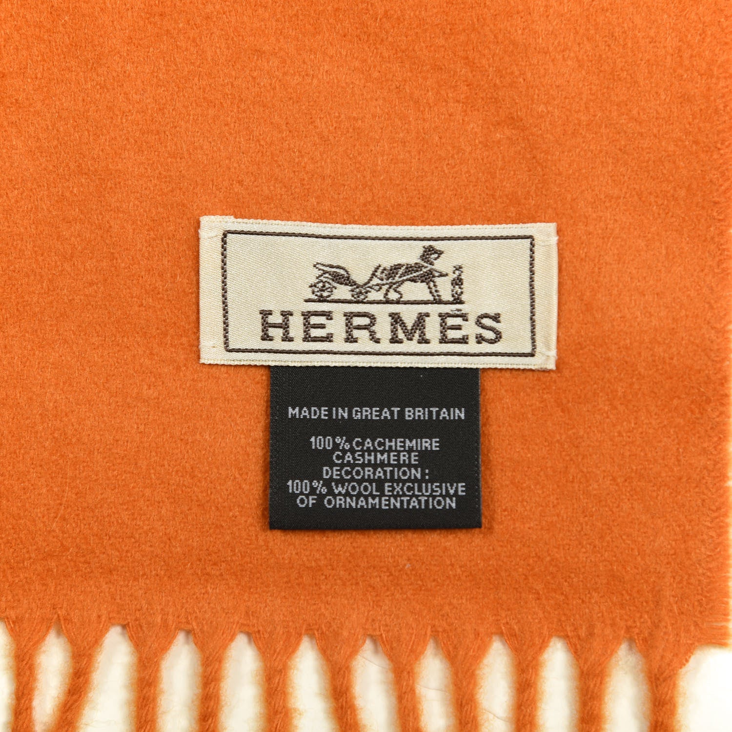 Hermes Cashmere Space University Muffler Orange 4 of 4