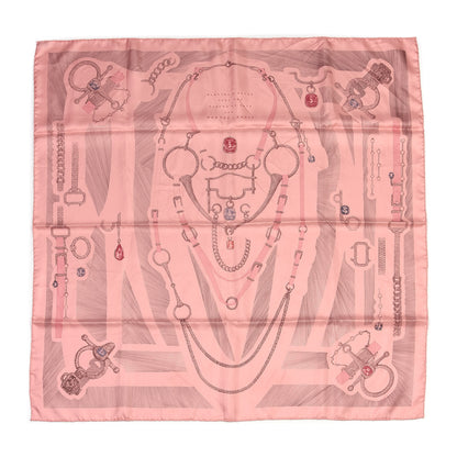 Hermes Silk Our Line Etude Pour Une Parure De Gala Scarf 90 Rose Ballerine Taupe Framboise 1 of 4