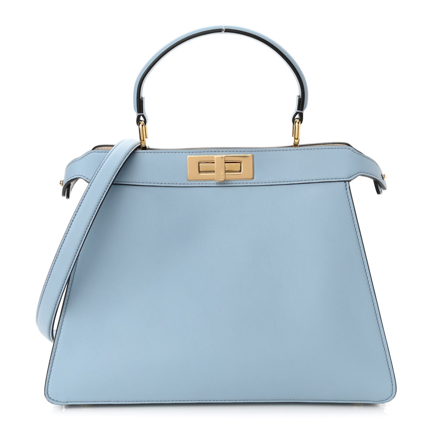 Vitello Seta Shiny Nappa Medium Peekaboo I SEE U Satchel Azzurro Baby Camelia