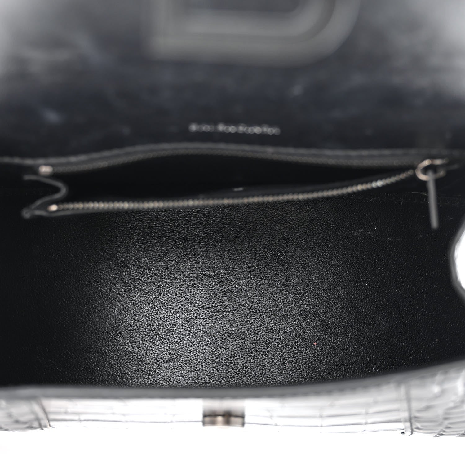 Balenciaga Shiny Calfskin Monochrome Crocodile Embossed Small Hourglass Top Handle Bag Black 5 of 15