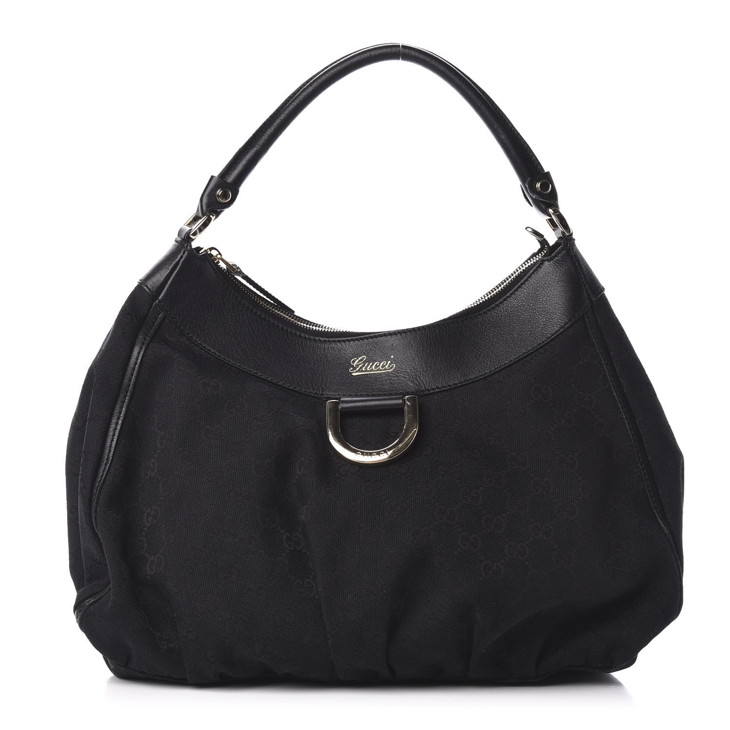 Gucci Monogram D Gold Ring Hobo Black 1 of 11
