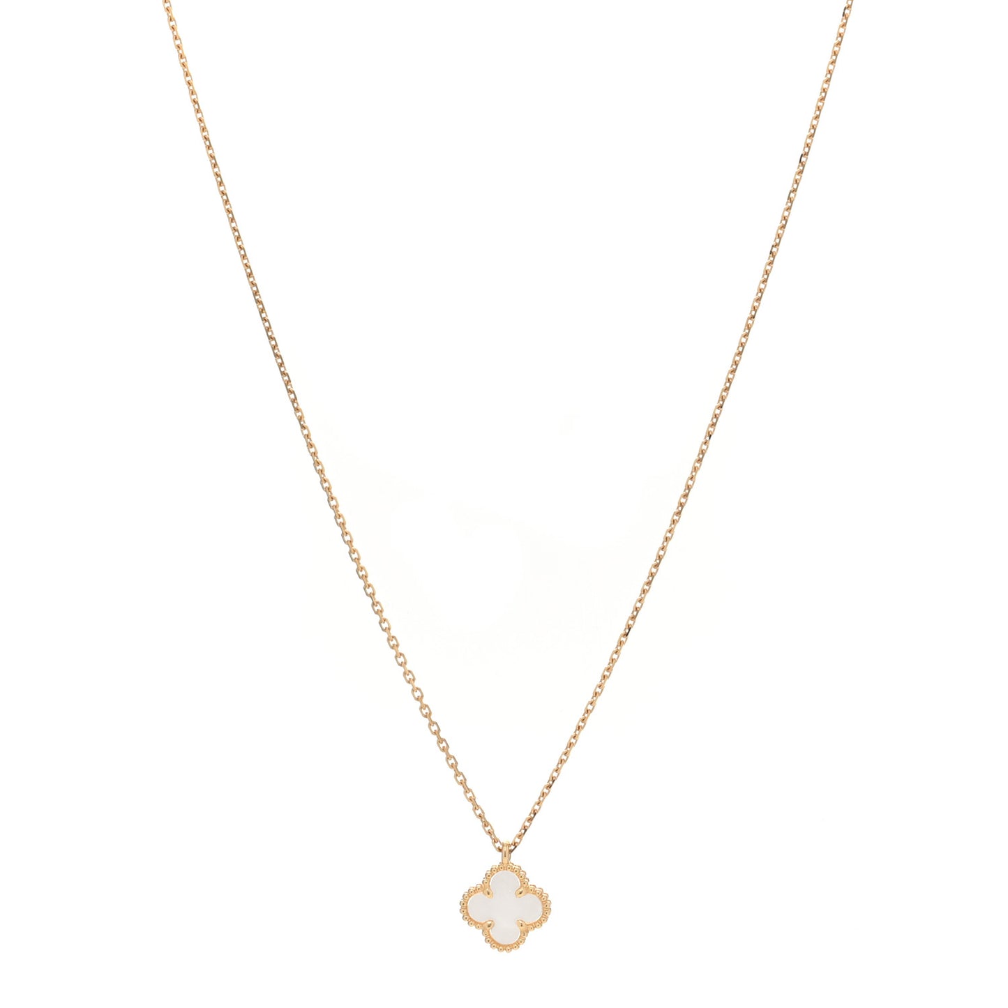 18K Yellow Gold Mother of Pearl Sweet Alhambra Pendant Necklace
