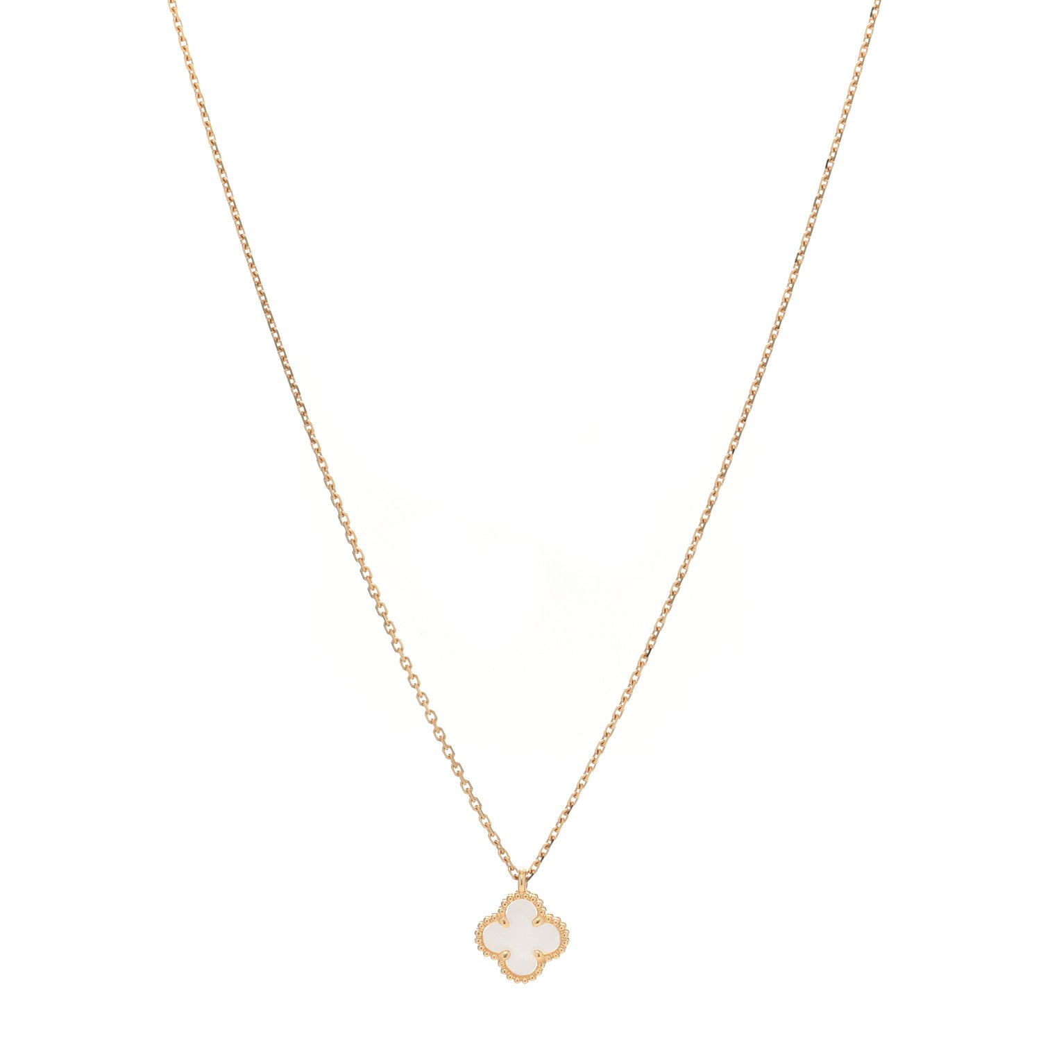 Van Cleef & Arpels 18K Yellow Gold Mother of Pearl Sweet Alhambra Pendant Necklace 1 of 4