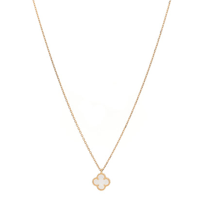 Van Cleef & Arpels 18K Yellow Gold Mother of Pearl Sweet Alhambra Pendant Necklace 1 of 4