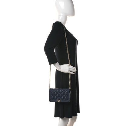 Chanel Caviar Quilted Boy Wallet On Chain WOC Navy 2 of 9
