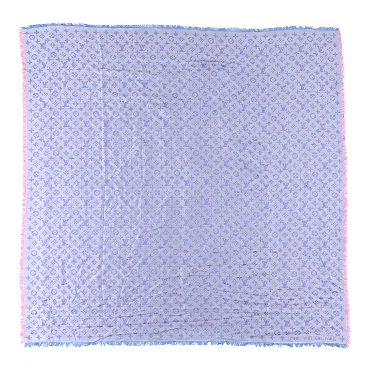 Louis Vuitton Silk 3D Monogram Shawl Bleu Glacier 1 of 3