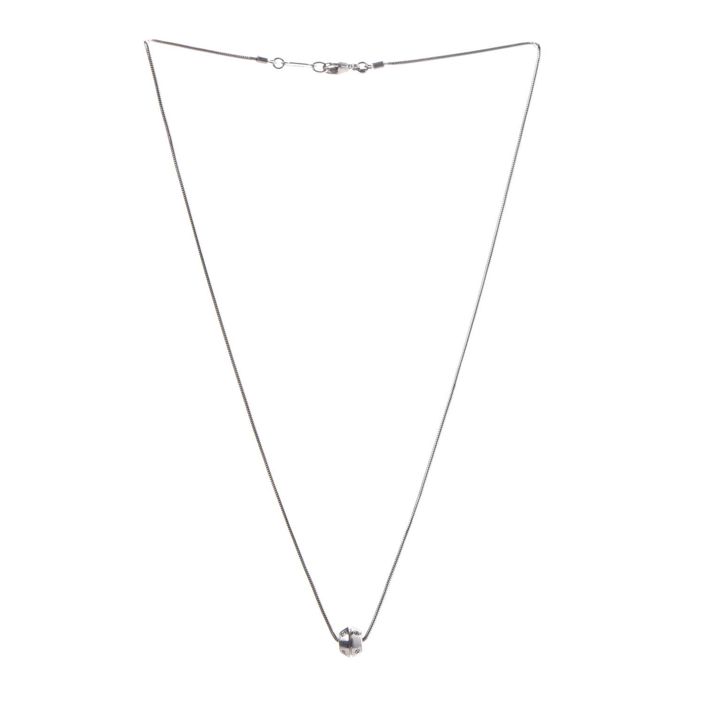 18K White Gold Diamond Streamerica Barrel Necklace