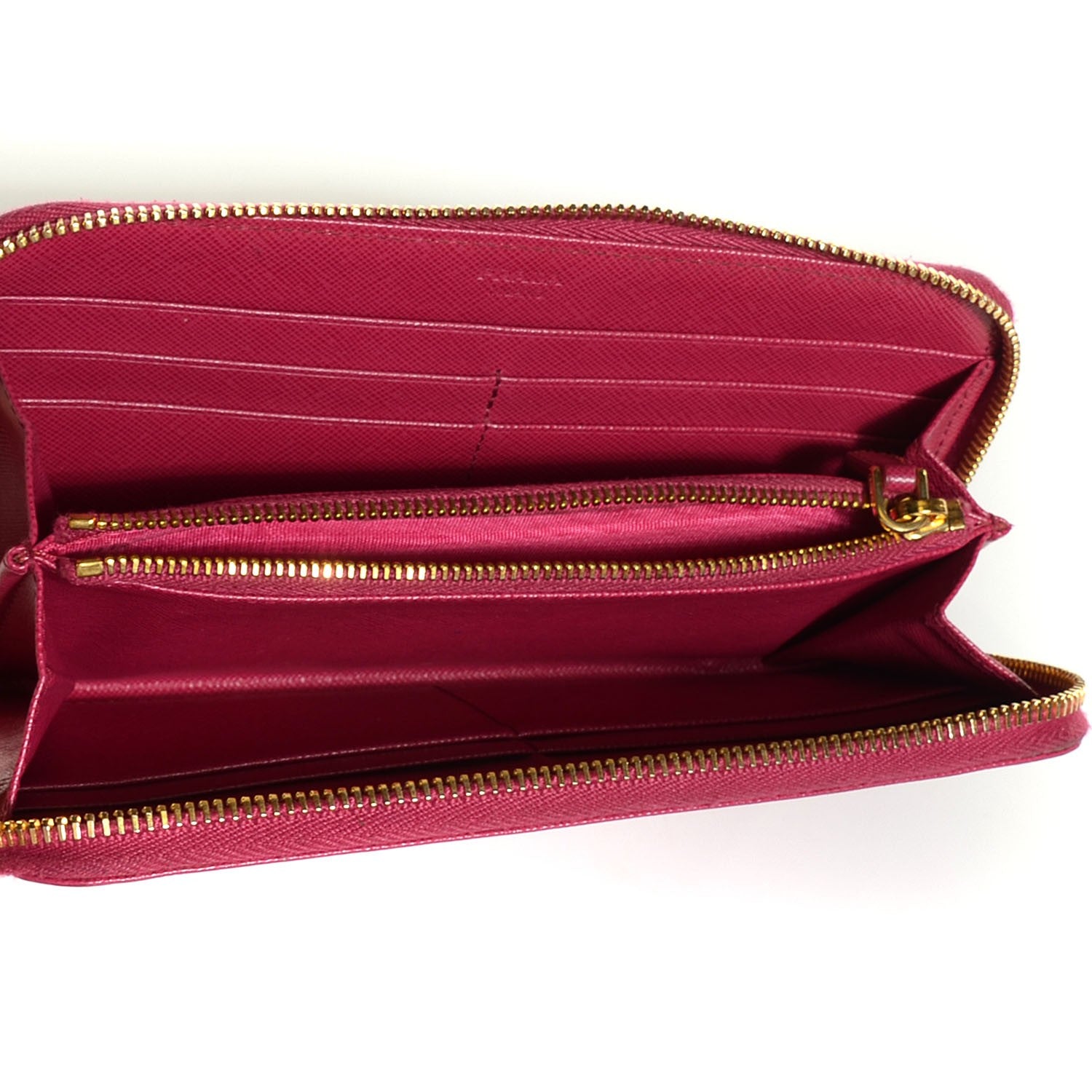 Prada Saffiano Metal Zip Around Wallet Ibisco 12 of 18