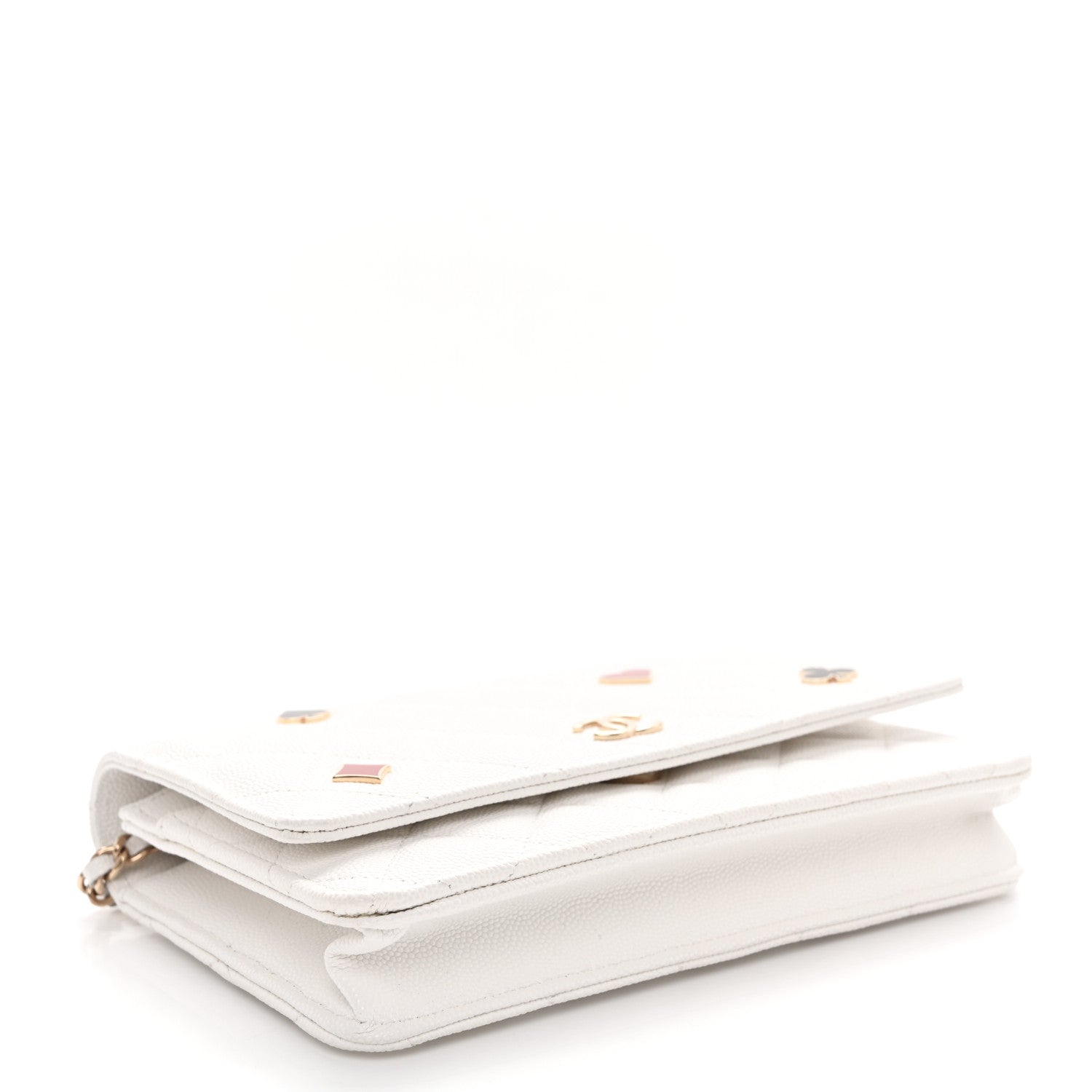 Chanel Caviar Quilted Enamel Coco Casino Wallet On Chain WOC White 4 of 12