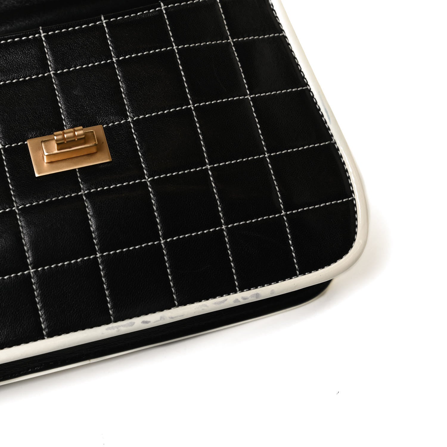 Chanel Caviar Square Stitched Small Flap Black White 18 of 19