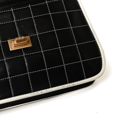 Chanel Caviar Square Stitched Small Flap Black White 18 of 19